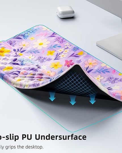 Ospelelf Keyboard Wrist Rest Pad, Comfy Ergonomic Keyboard Stand Riser Holder, Computer Wrist Support Cushion forTyping, Purple Flower