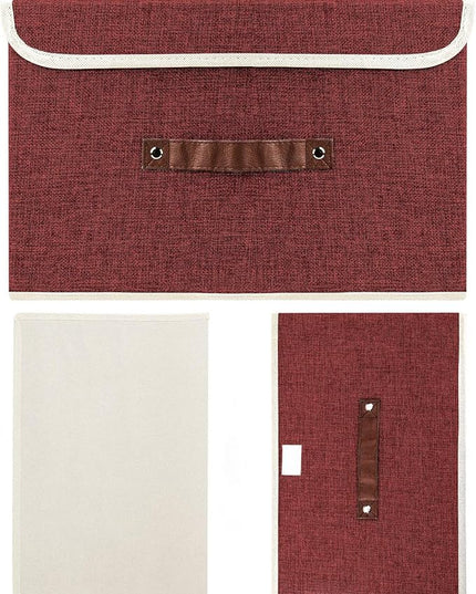 TYEERS Foldable Storage Boxes with Lids 5 Pack Fabric Storage Bins with Lids, Closet Organizers for Clothes Storage, Room Organization, Office Storage, Toys - Red Wine