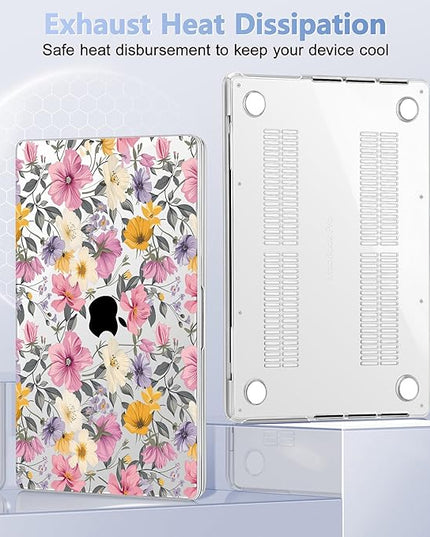 May Chen Case for MacBook Pro 14 inch, A2442 A2779 A2918 A2992 A3401 A3185 A3112 A3434, M1 M2 M3 M4 M5 Chip (2021-2025 Release), Plastic Hard Shell Case with Keyboard Cover, Elegant Flowers P817