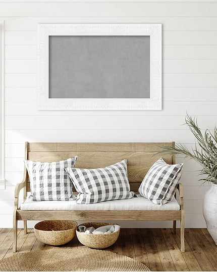 Amanti Art White Framed Magnetic Board 27x39 Large Vision Board for use with Magnets, 100% Metal Sheet to Display Items as Office Decor or for Home Organization in mudroom, Kitchen or Kids Room