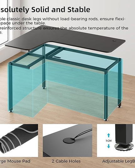 EUREKA ERGONOMIC 60 Inch Black Corner L Shaped Computer Desk, Home Office Gaming Study Work Writing Table Long Large Sturdy Workstation Simple Modern with Metal Legs, Left Side
