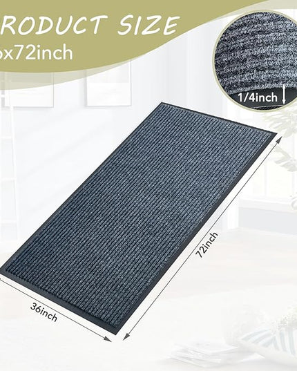 Front Door Mat,3'x6'Indoor Outdoor Door Mat,Heavy Duty Durable Welcome,Commercial Floor Mats Inside Outside Entrance, Waterproof All-Season, All-Weather Non Slip Backing Doormat for Entryway,Dark Gray