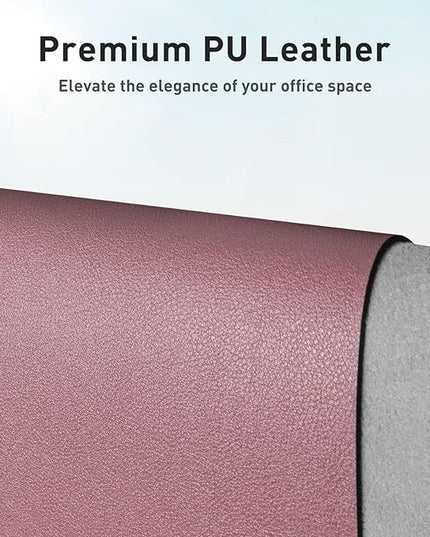 Aothia Faux Leather Desk Mat – Large Mouse Pad, Non-Slip PU Leather Blotter, Waterproof Writing Surface for Office and Home (Dark Pink, 47.2" x 23.6")