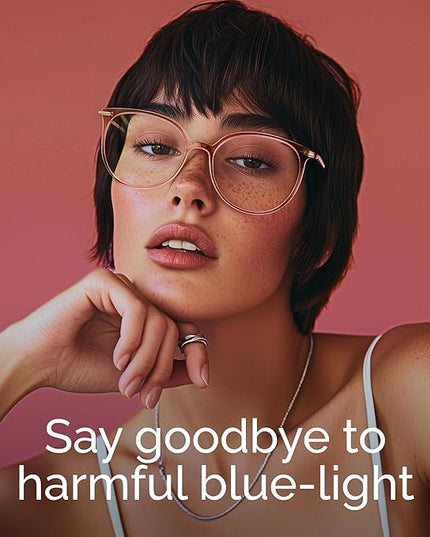 Gaoye Blue Light Blocking Glasses - Trending Round TR90 Frames, Metal Arms, UV400 Protection - Matching Soft Case