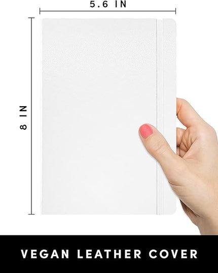 PAPERAGE Lined Journal Notebook, (White), 160 Pages, Medium 5.6 in x 8 in - 100 GSM Thick Paper – Hardcover Journaling Notebook for Work, School & Note Taking
