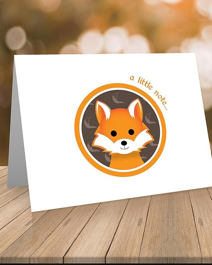 Quni Brand Forest Animals Note Card Set (24 Fold-over Cards and Envelopes)