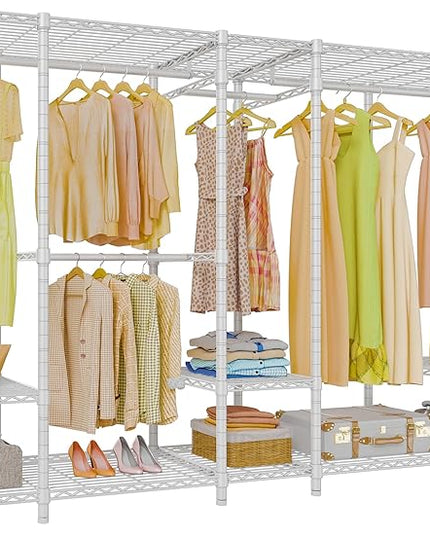 VIPEK V50 Extra Large Portable Closet Rack Bedroom Armoire Freestanding Wardrobe Closet, Heavy Duty Multi-Functional Metal Clothing Rack for Hanging Clothes, Max Load 1300lbs, White