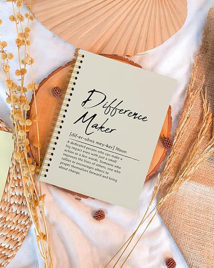 OXW Beige Notebooks for Work, Difference Maker Gift Meeting Notebook Journal for Writing, Employee Appreciation Gifts, Thank You Gifts for Women Men Leader Mentor Boss Manager, 5.5"x8.3"