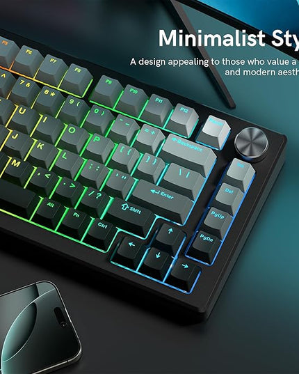 PBT Key caps, Double Shot Shine Through Custom Keycaps, Gradient Keycaps Cherry Profile, Minimalist Style Keyboard Keycap for Mechanical Keyboard (Grey)
