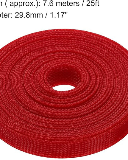 uxcell Expandable Sleeving,1 3/16-inch 25ft Cable Sleeve, Red