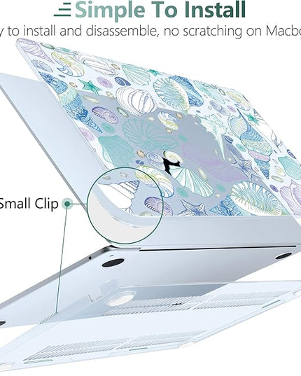 DONGKE for M4 MacBook Air 13.6 Inch Case 2025 2024 2023 2022 Model A3240 A3113 A2681 M3 M2 Chip, Plastic Hard Shell Case Cover with Touch ID for MacBook Air 13 Inch M4 - Sea Shells