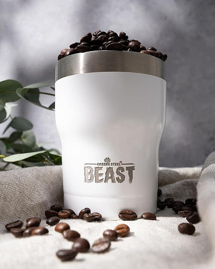 Beast 10 oz Tumbler Stainless Steel Vacuum Insulated Coffee Ice Cup Double Wall Travel Flask (Arctic White)