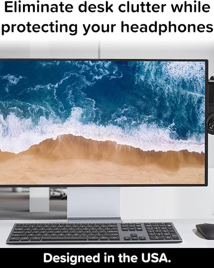 TotalMount Monitor Stand for Headphones and Headsets (Premium-Grade Holder Saves Desk Space and Protects Headphones)