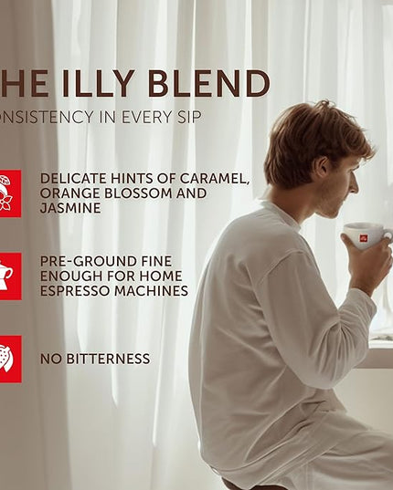 illy Ground Moka Coffee, Classico Medium Roast, 100% Arabica, Premium Italian Coffee, Pre-Ground for Moka Pot or Stovetop Brewing, 8.8oz, 6 Pack