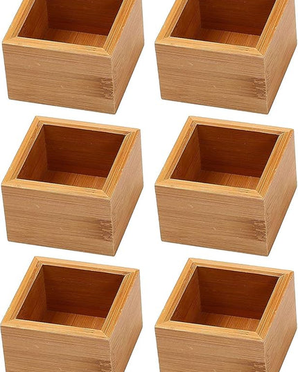YBM Home Bamboo Drawer Organizer Storage Box for Kitchen Drawer, Junk Drawer, Office, Bedroom, Children Room, Craft, Sewing, and Bathroom, 6 Pack 3x3x2 inch