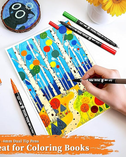 TBC The Best Crafts Dual Markers Brush Pens Set, 120 Art Markers Christmas Gifts for Adult Book Cards Drawing Craft Kit Teacher Office Supplies (120 Colors)