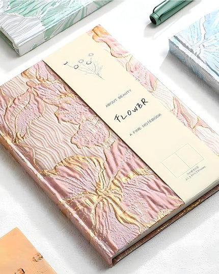 Floral Journal for women, Hardcover Notebook, A5, 6x8, Ruled Pages, Lay Flat, Pretty Journal, Lily Flower, Pink, can be Reading Journal, Writing Notebook, Self Love Journal, Personal Journal