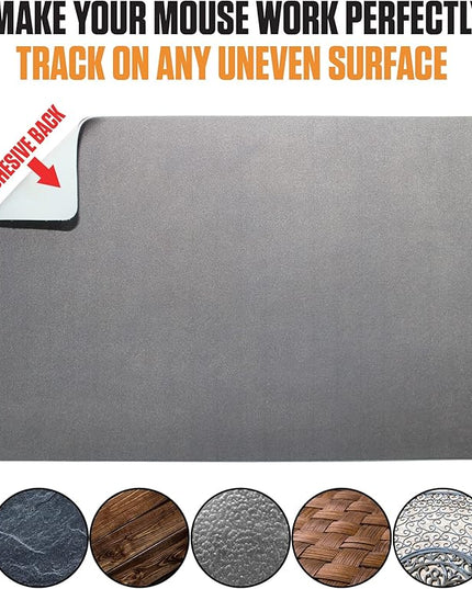Travel Large Mouse Pad - Adhesive Bottom - Peel and Sticks to Any Surface - Portable (XL -Blank- Gray)
