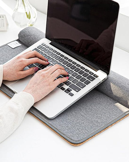 ergomi Lap Desk with Soft Cushion and Wrist Rest – Portable Laptop Desk for Bed, Couch & Home Office, Removable Mouse Pad & Anti-Slip Strip for 17 inch Laptop (Large, Wood Pattern)