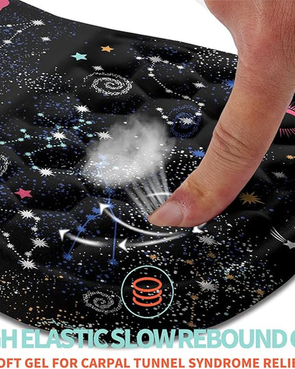 Ergonomic Mouse Pad Wrist Support with Memory Foam Massage Bulge, Carpal Tunnel Pain Relief Mousepad Wrist Rest for Mouse(12x8 inch, Galaxy)