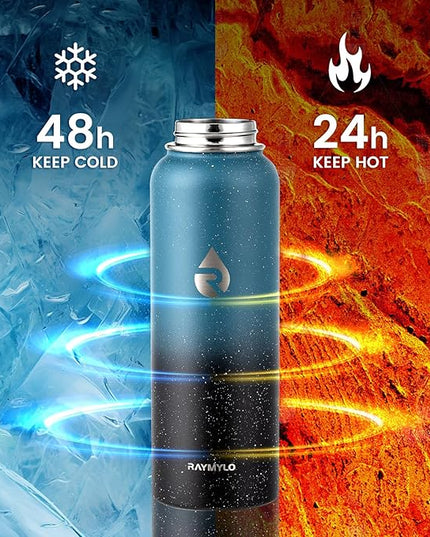 40oz Insulated Water Bottle, Triple Wall Vacuum Stainless Steel Water Bottles, Keeps Cold 48H, Reusable Metal water flask Jug for Gym, Sports, Camping, Hiking,Travel, Starry Sky-Indigo/Black