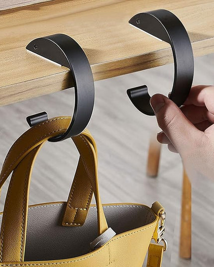 KISOY 2PCS C Shape Purse Hook for Table Handbag Hanger for Desk Heavy Duty Purse Hook Bag Holder Made of high-Strength Alloy Materials Hanger Various Heavy Items Desk Hook (C Shape(2 Black))