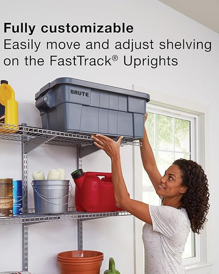 Rubbermaid Fasttrack Rail Storage 48"x16" 3-Shelf Kit, 350 lbs. Per Shelf, for Home/Garage/Shed/Workshop Organization