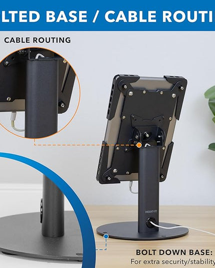 Mount-It! Universal Tablet Stand with Tilt, Anti-Theft Retail iPad POS Kiosk Stand, Fits Tablets from 9.7" to 13" Screen Size, 90° Rotation for Portrait and Horizontal Viewing, Durable Steel, Black