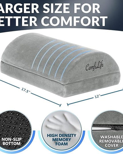 ComfiLife Foot Rest for Under Desk at Work – Adjustable Height Memory Foam Foot Stool for Under Desk, Office Chair & Gaming Chair – Ergonomic Footrest for Back & Hip Pain Relief (Gray)