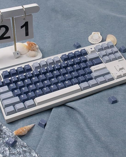 Sumgsn 163 Keys Doubleshot Keycaps Set Cherry Profile Fishing Key caps with 7u Spacebar Fit for 61/64/87/104/108 Cherry Mx Switches Alice Keyboard Mechanical Keyboards