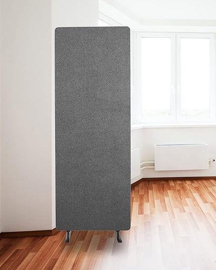 Stand Up Desk Store ReFocus Freestanding Noise Reducing Acoustic Room Wall Divider Office Partition (Ash Gray, 23.6" x 66", Stand-Alone Panel)