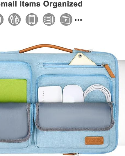 MOSISO 360 Protective Laptop Case 13.3 inch, 13-13.3 inch Laptop Sleeve Compatible with MacBook Air/Pro 13 / Pro 14,HP Dell Acer ASUS,Side Open Carrying Case with 4 Zipper Pockets&Handle, Air Blue