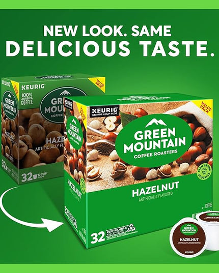 Green Mountain Coffee Roasters Hazelnut Keurig Single-Serve K-Cup Pods, Light Roast Coffee, 32 Count