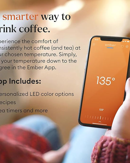 Ember Temperature Control 14oz Smart Mug 2, App-Controlled and Rechargeable Heated Coffee Cup Warmer with Intelligent LED Display, Lavender.