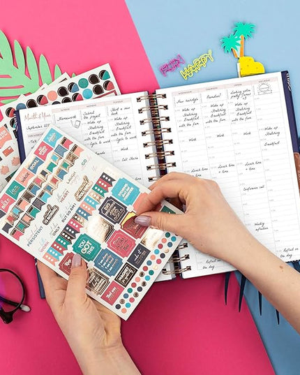 PLANBERRY Hourly Schedule Planner Premium – Undated Weekly Organizer with Time Slots & Monthly Budget – Time Management, Goal Setting, to-Do List & Habit Tracker –6.9″x8.5″(Royal Blue)