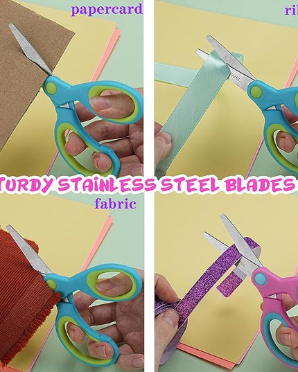Kids Scissors Bulk, Woswel 36 Pack Safety Blunt Tip Student Scissors, 5 “ Student Scissors with Comfort Grip, Assorted Colors Children Craft Scissors for Cutting Paper Craft Art Supplies