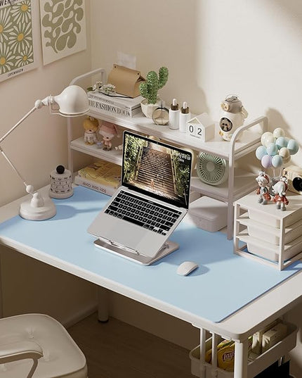 Aothia Faux Leather Desk Mat – Large Mouse Pad, Non-Slip PU Leather Blotter, Waterproof Writing Surface for Office and Home (Baby Blue, 47.2" x 23.6")