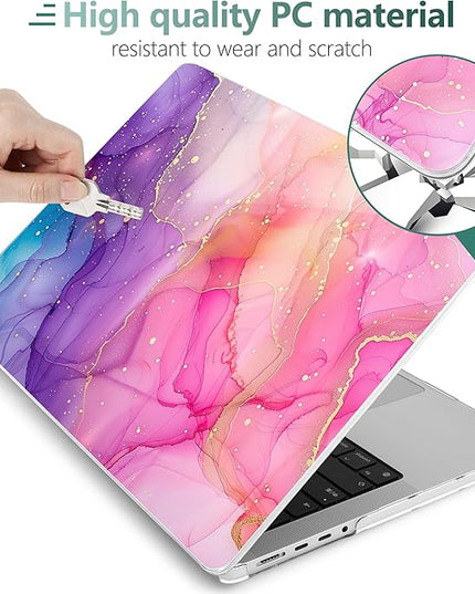 DONGKE Case for M5 MacBook Pro 14 inch 2025 2024-2021 M4 M3 M2 M1, Plastic Hard Shell Cover Compatible with A3434 A3112 A3401 A3185 A2992 A2779 A2442, Retina XDR Display & Touch ID, Marble Ink