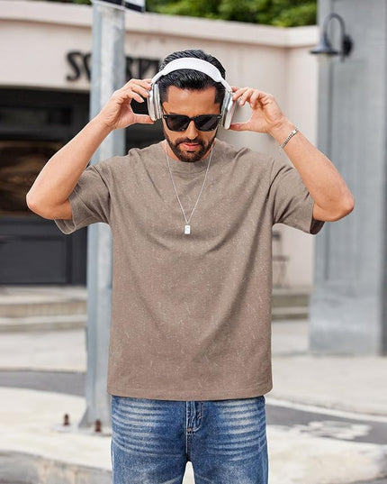 COOFANDY Men's Cotton T-Shirts Oversized Shirt Short Sleeves Streetwear Loose Fit Summer Tee Tops Washed Basic Unisex Shirts
