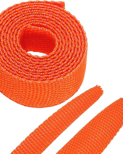 MECCANIXITY Braided Cable Sleeves Heat Shrinkable Fabric Sleeving, 3/8" 3ft Orange 2:1 Ratio Heat Shrinkable Cord Protector for Harness Cable, Network Cable Protection, Cable Management