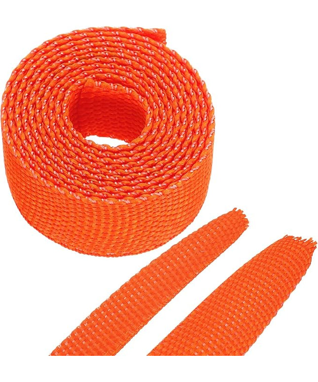 MECCANIXITY Braided Cable Sleeves Heat Shrinkable Fabric Sleeving, 3/8" 3ft Orange 2:1 Ratio Heat Shrinkable Cord Protector for Harness Cable, Network Cable Protection, Cable Management