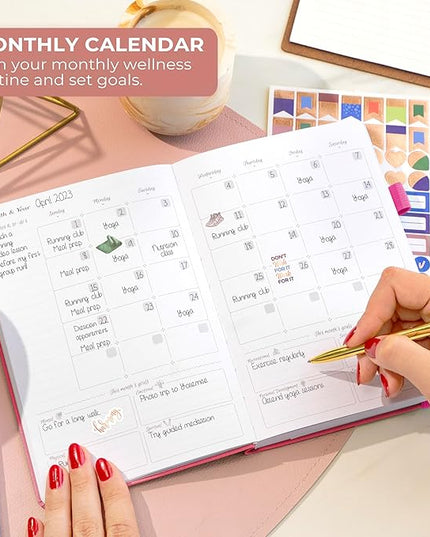 GoGirl Self-care Journal – Daily Mental Health Notebook with Mood & Wellness Trackers – Personal Development, Meditation & Reflection Journal for Women – Hardcover, Lasts 3 Months (Fuchsia)
