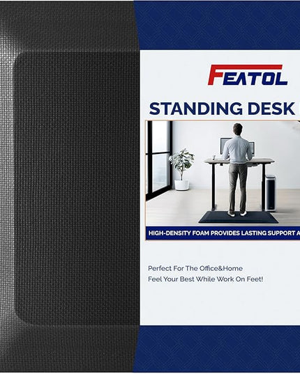 FEATOL Anti Fatigue Mat for Standing, 9/10 Extra Thick Ergonomic Standing Desk Mat, Comfort & Durable Memory Foam Standing Mat at Home,Office All Day (20" x 32", Black,4PC)