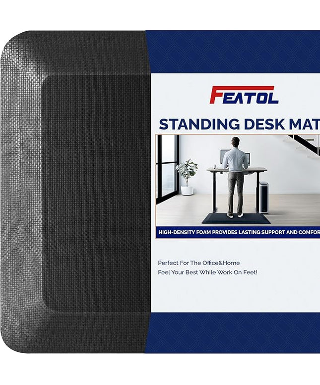 FEATOL Anti Fatigue Mats for Standing 2 Packs, 9/10 Extra Thick Ergonomic Standing Desk Mat, Comfort & Durable Memory Foam Standing Mat at Home,Office All Day (24" x 36", Black)