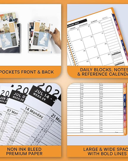 Ensight 2026 Appointment Book and Planner 6.5" x 8.5" Large Hourly Weekly Daily Schedule Book with Tabs, 30 Minute Time Slots, Yellow Calendar Organizer Jan 2026–Dec 2026 Appointment Planner - Yellow