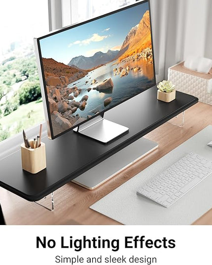 Monitor Stand Riser,31.5-Inch LED Light Wood Computer Monitor Stand with Adjustable Acrylic Legs,Desk Accessories Desktop Organizer Stand for, Computer,Laptop,Printer,PC TV Screen Riser,Black