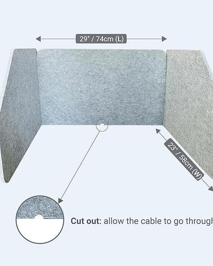 29.1"x22.8"x1.2" Acoustic Desk Divider, Sound Absorbing, Freestanding Soundproof Privacy Panel, Reduce Noise, Increase concentration, Made from High Quality Polyester (U-Shaped)