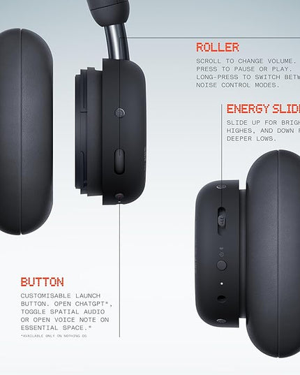 CMF by Nothing Headphone Pro Active Noise Canceling Wireless Headphones Bluetooth 5.4 Over The Ear Headset, 50H ANC Playtime, Bass&Treble Slider, Custom EQ&Spatial Audio, Hi-Res LDAC, Dark Grey