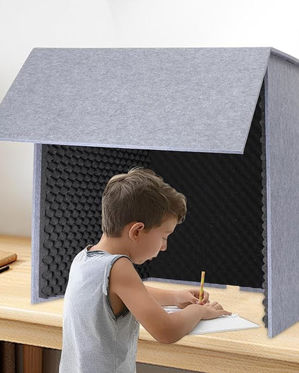 Desktop Soundproof Cover, Portable Vocal Recording Booth Isolation Booth Small Music Recording Studio Vocal Sound Absorbing Shield Sound Proof Foam Panels for Offices,Home,Recording Studios (Black)
