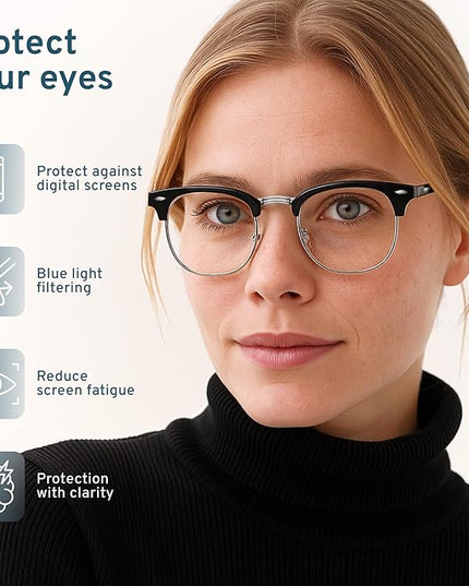 racico Computer Blue Light Blocking Glasses Blue Light Glasses Men Women, Anti Blu-Ray Gaming Glasses Lenses